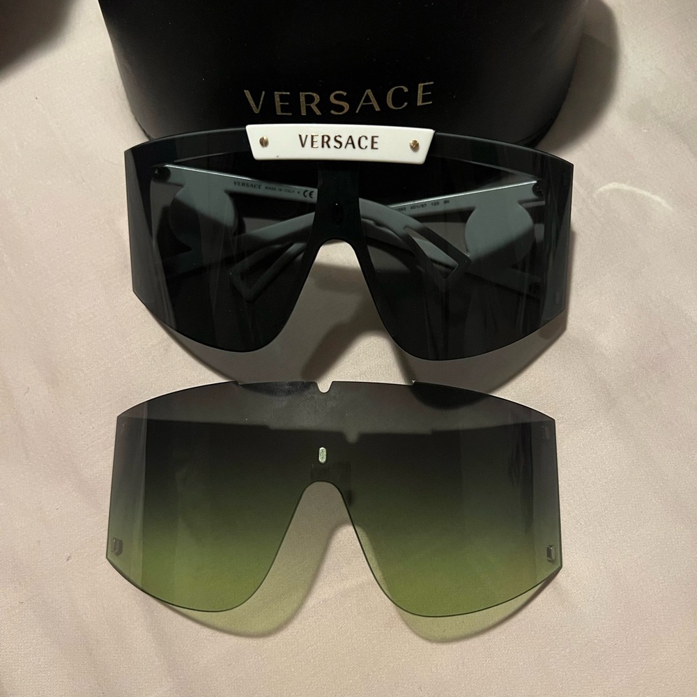 Versace Black and Green Oversized Sunglasses